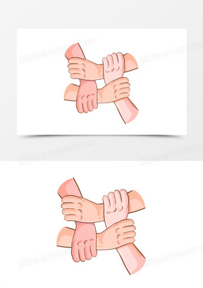 卡通团结手势素材640手绘手团结友爱精神免抠元素5564新冠疫情之手绘