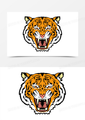 140卡通手绘彩色老虎虎头元素482手绘国潮插画风卡通虎头套素材290