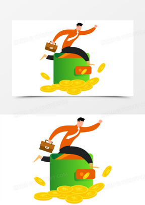 手绘卡通薪资创意插画素材