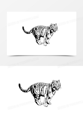 手绘老虎全身免抠元素