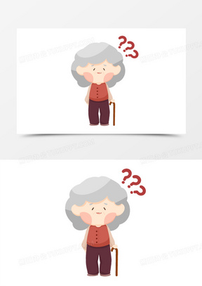 手绘卡通翻迷糊的老人元素