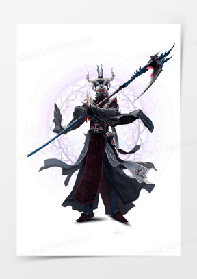 紫色光效黑色武器人物