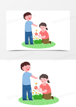 禁止摘花元素文明行为免抠元素