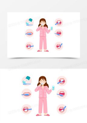 正確刷牙圖片卡通畫下載_刷牙矢量圖免摳大全_熊貓辦公