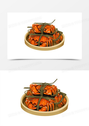 蒸大闸蟹手绘插画元素200手绘国潮菜肴中国风大闸蟹螃蟹元素35911手绘