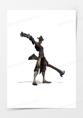 手绘黑色武器游戏人物