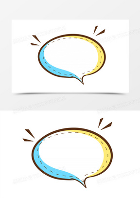 手绘蓝黄色卡通气泡框元素