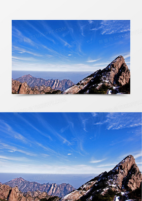 藍天白雲岩石高山