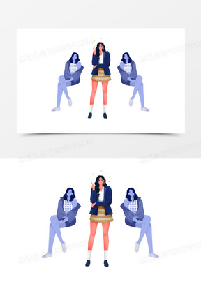 手绘卡通c位出道免抠元素