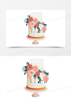 卡通手绘花式网红蛋糕免抠元素