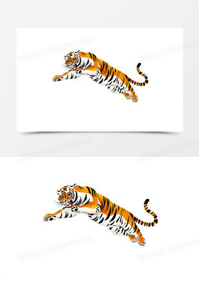 老虎跳跃绘画图片