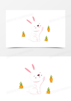 手绘卡通动物小兔子素材