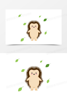 手绘卡通秋天动物刺猬素材
