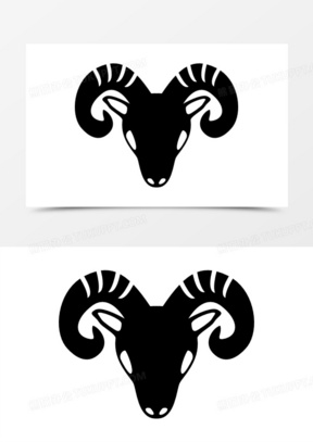 白羊座的星座符号额山羊头图标
