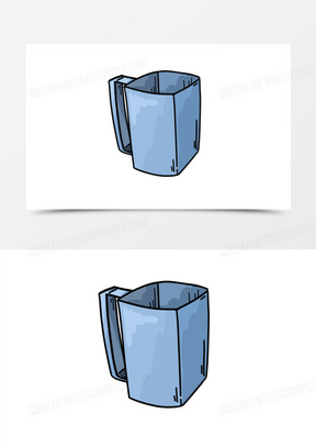 手绘卡通漱口杯元素