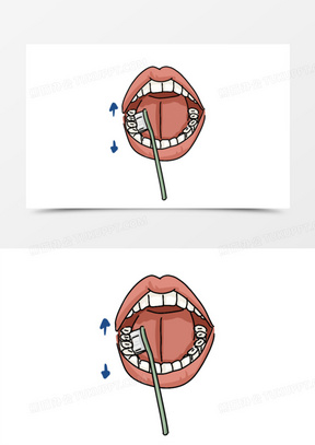 卡通手绘刷牙步骤元素