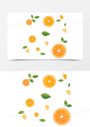 手绘橘子水果装饰图案元素