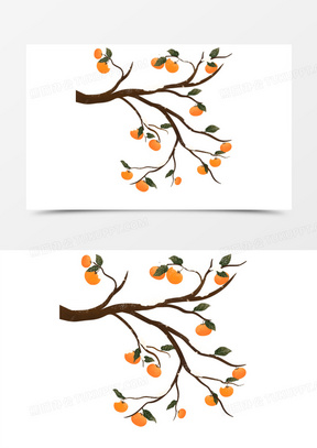 手绘橘子树免抠元素