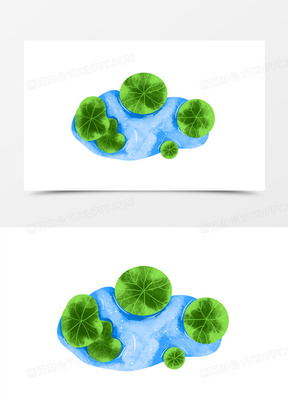 卡通手绘池塘元素