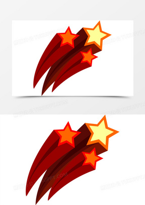 红色向上立体五角星彩带装饰