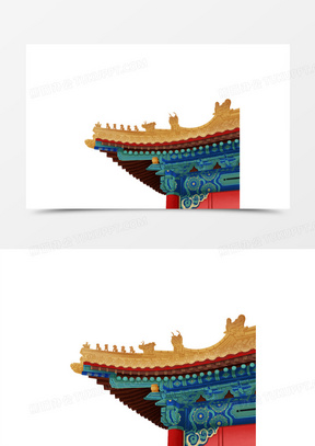 皇宫墙檐插画图片