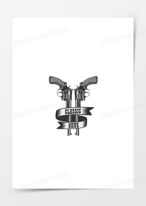 50双枪风格边框矢量素材70双枪人30双枪女警372矢量图交叉的双枪10