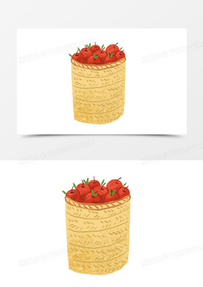 卡通手绘一筐苹果免抠元素