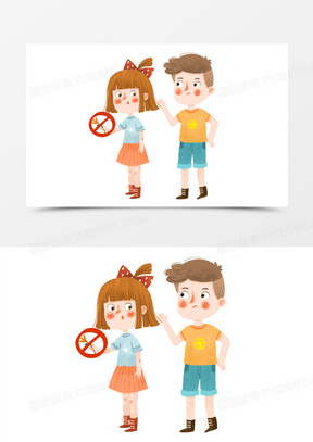卡通手绘劝导不要摘花免抠元素