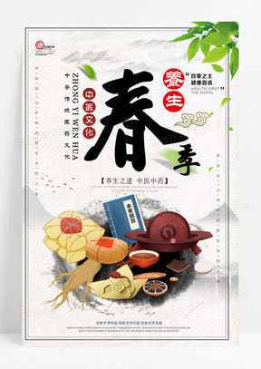 中式中医养生春季养生养生之道活动促销海报