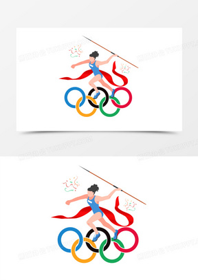 卡通手绘奥运女子标枪免抠元素