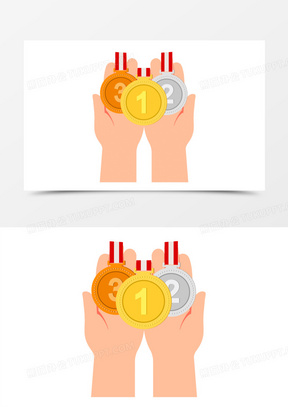 亚军合照图片30卡通手绘女孩登台领奖场景元素210手绘卡通男孩获奖