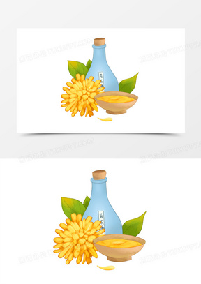 卡通手绘菊花酒免抠元素