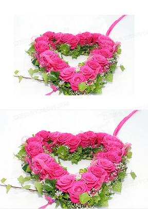 唯美心形玫瑰花环图片