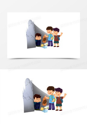 手绘校园暴力欺负弱小元素