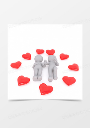 热恋中的3d小人图片103d立体小人拿着气球表白303d红帽立体小人手拿