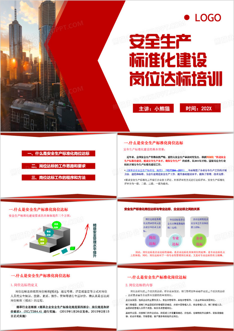 红色商务风安全标准化岗位达标培训PPT模板