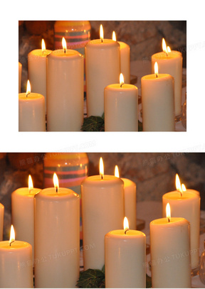 白色蜡烛燃烧火焰图片