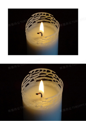 夜晚白色蜡烛火焰图片