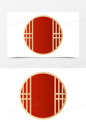 手绘红色古风窗户边框素材