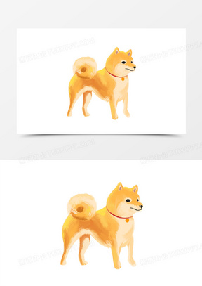 手绘可爱柴犬免抠元素