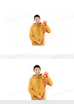 新年男士手持鞭炮挂件