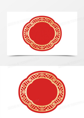 中国风红色窗户边框免抠元素