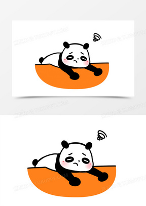 手绘卡通熊猫趴桌子表情包元素