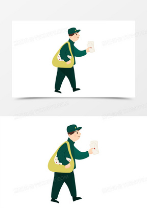 卡通手绘邮差送信免抠元素