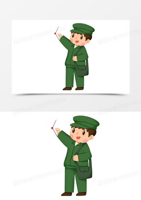 卡通手绘邮递员送信件免抠元素