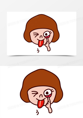 画卡通做鬼脸元素90手绘卡通做鬼脸女孩免抠素材150手绘卡通做鬼脸