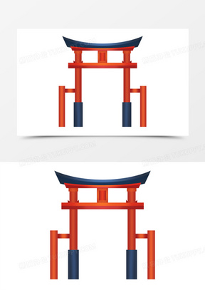 手绘日本旅游景点鸟居元素