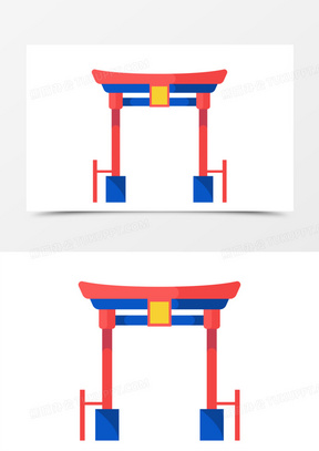 手绘日本建筑鸟居素材