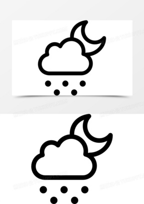 冰雹夜间天气符号图标