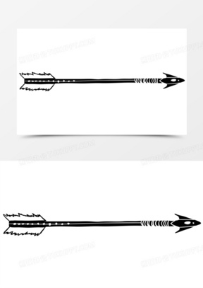 黑白手绘羽毛箭图腾纹样
